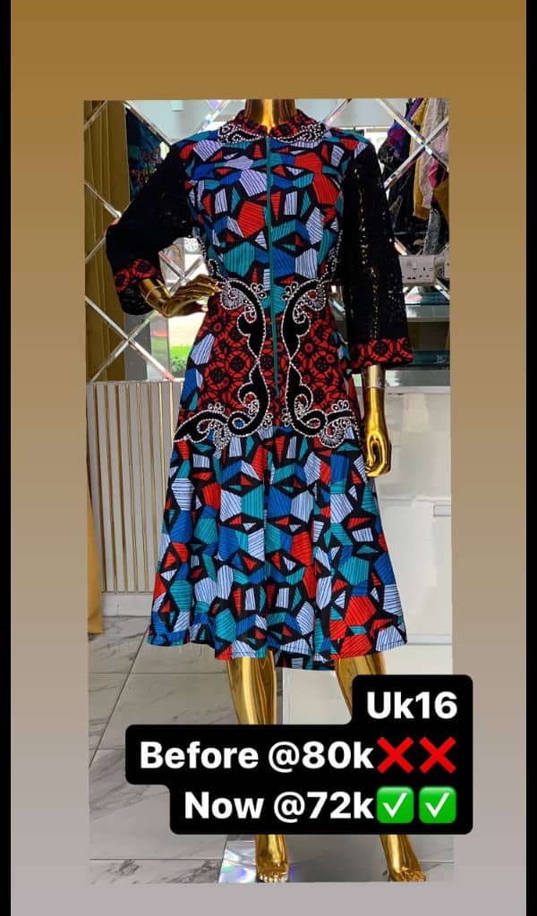 Adire short gown with suede Emb